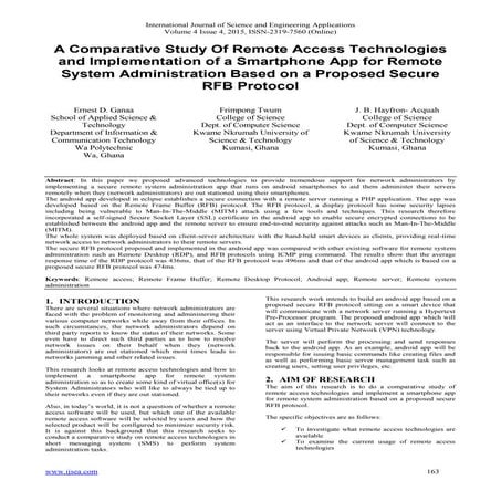 A Comparative Study Of Remote Access Technologies and Implementation of a Sma...