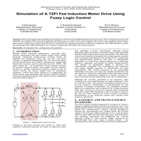 Simulation of A TZFI Fed Induction Motor Drive Using Fuzzy Logic Control
