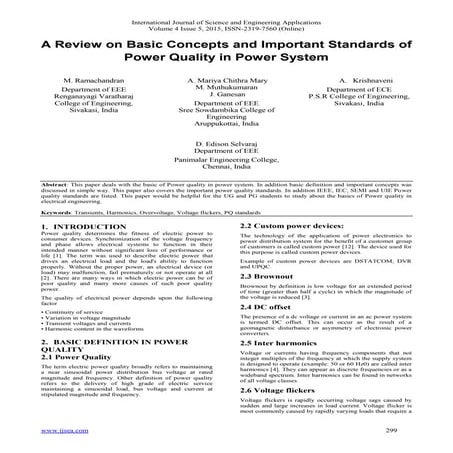 A Review on Basic Concepts and Important Standards of Power Quality in Power ...