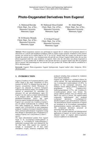 Photo-Oxygenated Derivatives from Eugenol