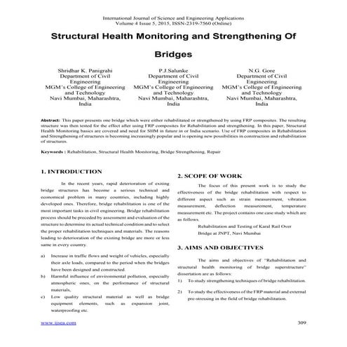 Structural Health Monitoring and Strengthening Of Bridges