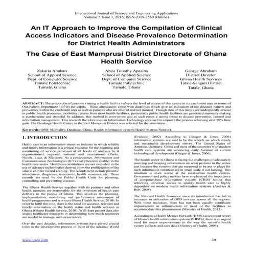 An IT Approach to Improve the Compilation of Clinical Access Indicators and D...