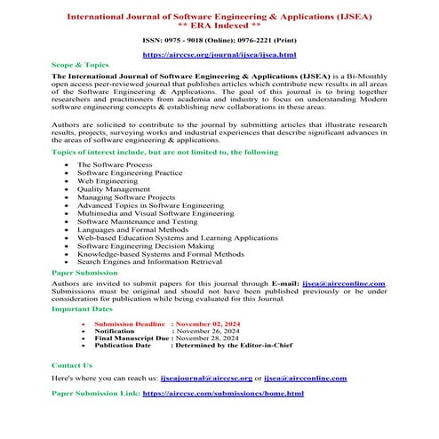 International Journal of Software Engineering & Applications (IJSEA)