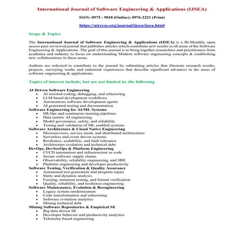 International Journal of Software Engineering & Applications (IJSEA) | PDF