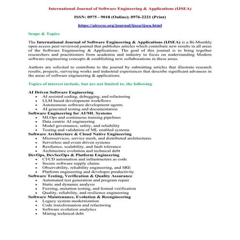 International Journal of Software Engineering & Applications: AI ...