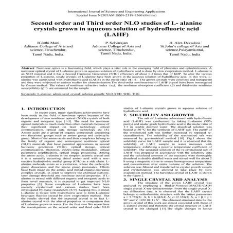 Second order and Third order NLO studies of L- alanine crystals grown ...