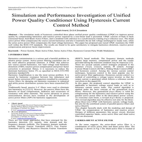 Simulation and Performance Investigation of Unified Power Quality Conditioner...