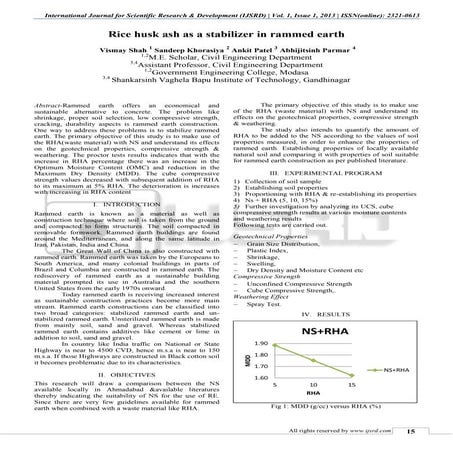 Rice husk ash as a stabilizer in rammed earth