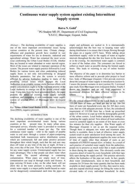 Continuous & intermittent system of water supply | PPTX | Water ...