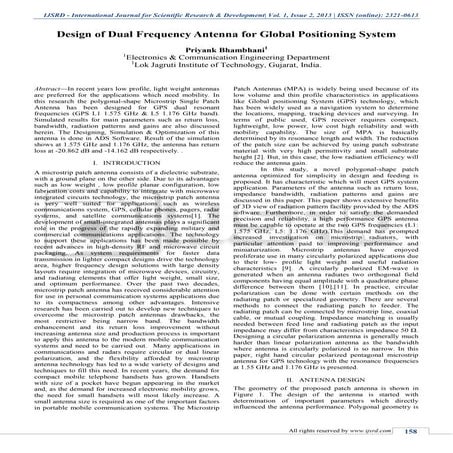 Design of Dual Frequency Antenna For Global Positioning system