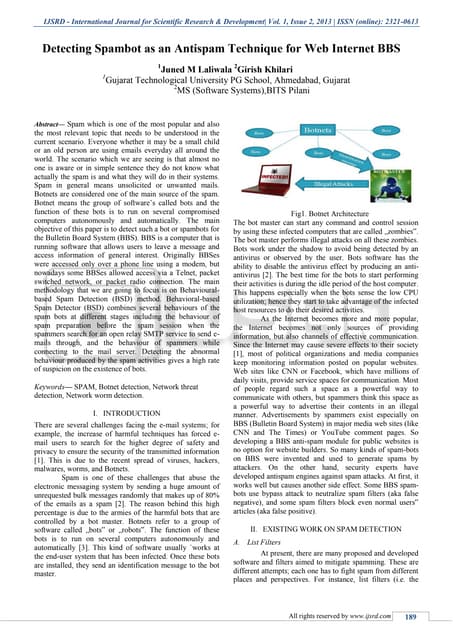 Detecting Spambot as an Antispam Technique for Web Internet BBS