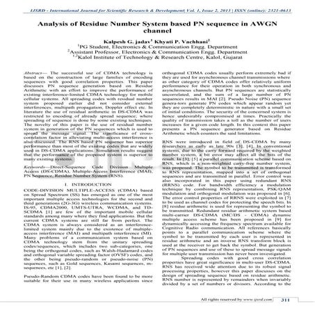 Analysis of Residue Number System based PN sequence in AWGN channel
