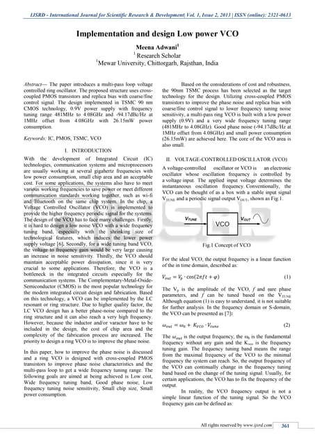Implementation and design Low power VCO