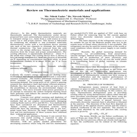Review on Thermoelectric materials and applications