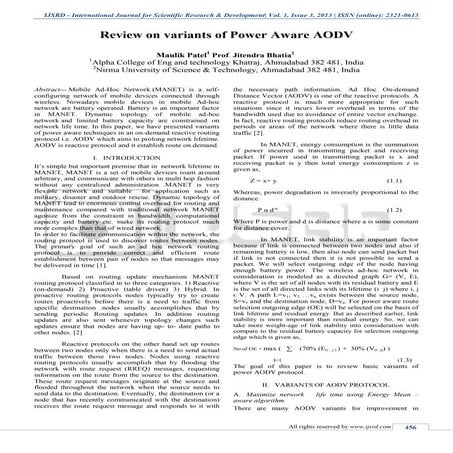 Review on variants of Power Aware AODV