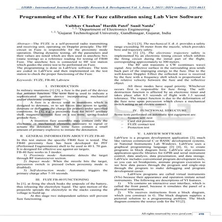 Programming of the ATE for Fuze calibration using Lab View Software
