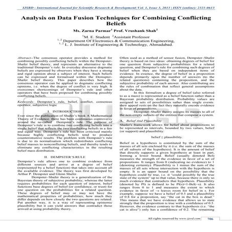 Analysis on Data Fusion Techniques for Combining Conflicting Beliefs