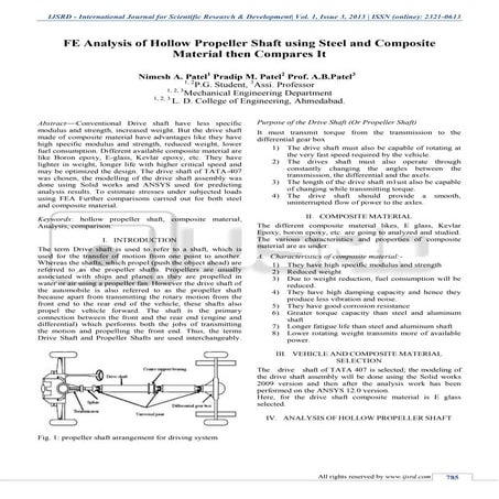 FE Analysis of Hollow Propeller Shaft using Steel and Composite ...
