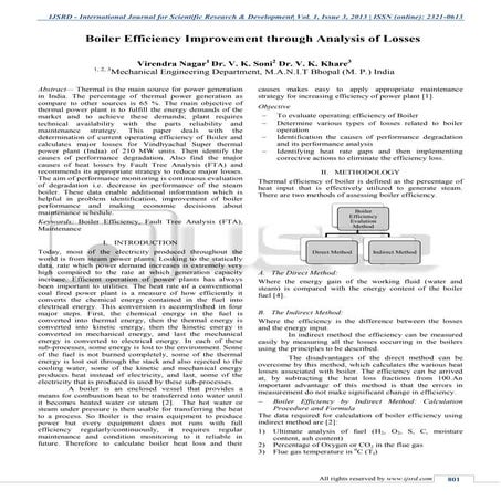Boiler Efficiency Improvement through Analysis of Losses