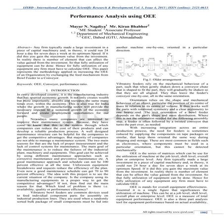 Performance Analysis using OEE
