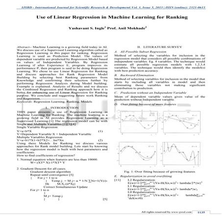 Use of Linear Regression in Machine Learning for Ranking | PDF | Web ...