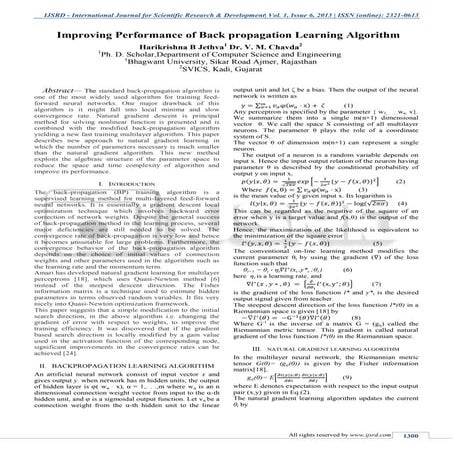 Improving Performance of Back propagation Learning Algorithm | PDF