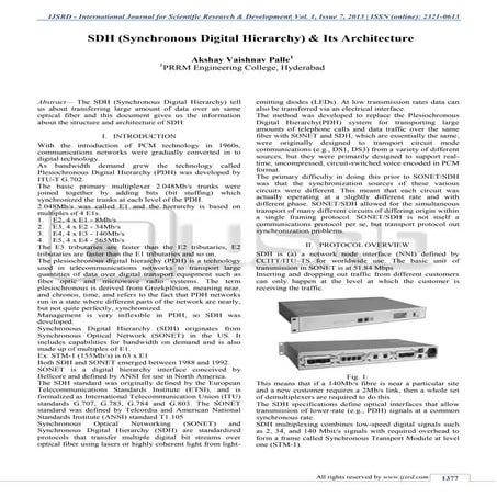 SDH (Synchronous Digital Hierarchy) & Its Architecture