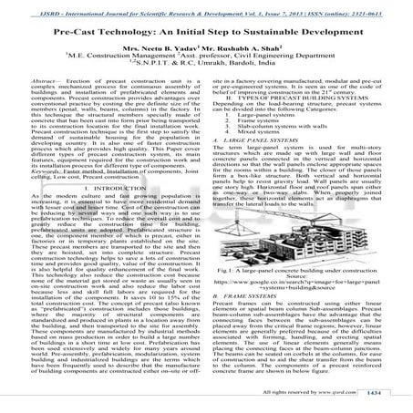 Pre-Cast Technology: An Initial Step to Sustainable Development