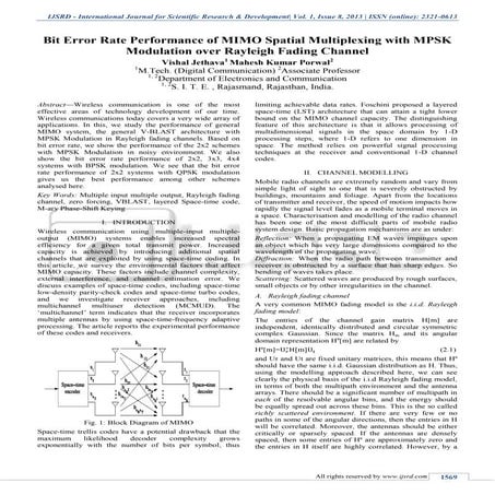 Bit Error Rate Performance of MIMO Spatial Multiplexing with MPSK Modulation ...