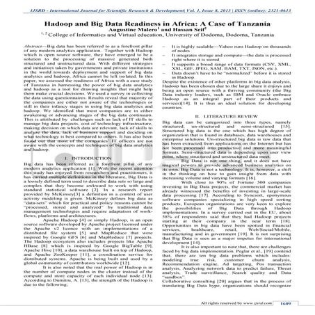 Hadoop and Big Data Readiness in Africa: A Case of Tanzania