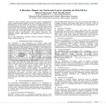 A Review Paper on Network Layer attacks in MANETs