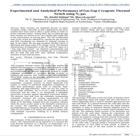  Experimental and Analytical Performance of Gas Gap Cryogenic Thermal Switch ...