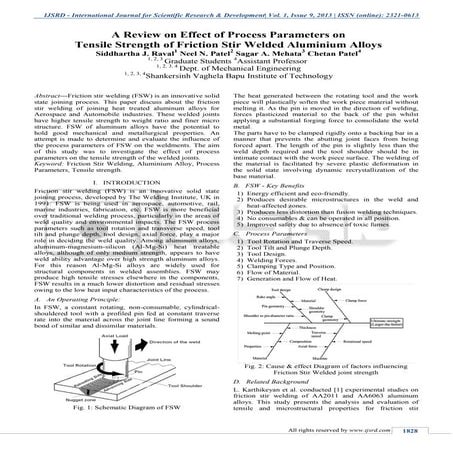 A Review on Effect of Process Parameters on Tensile Strength of Friction Stir...