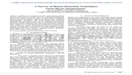 A Survey of Botnet Detection Techniques