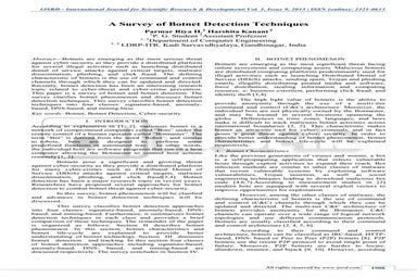 A Survey of Botnet Detection Techniques