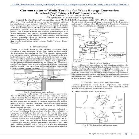 Current status of Wells Turbine for Wave Energy Conversion