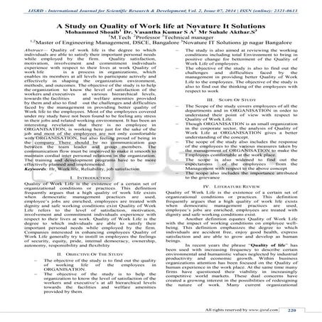 A Study on Quality of Work Life | PDF