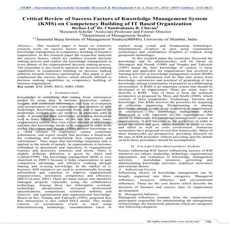 Critical Review of Success Factors of Knowledge Management System (KMS) on Co...