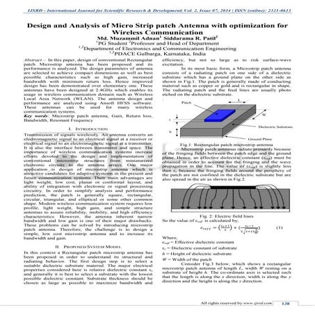 Design and Analysis of Microstrip Patch Antenna with Optimization for Wireles...