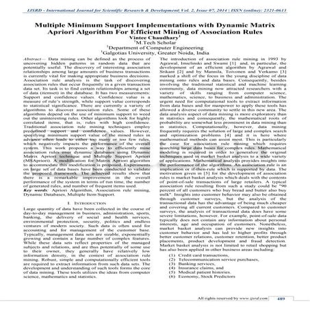 Multiple Minimum Support Implementations with Dynamic Matrix Apriori Algorith...