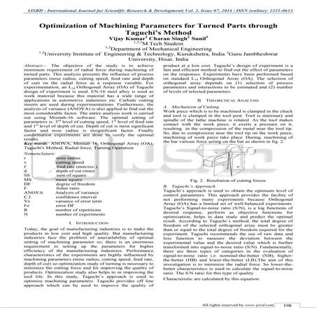 Optimization of Machining Parameters for Turned Parts Through TaguchiÃ¢â‚¬â„¢...
