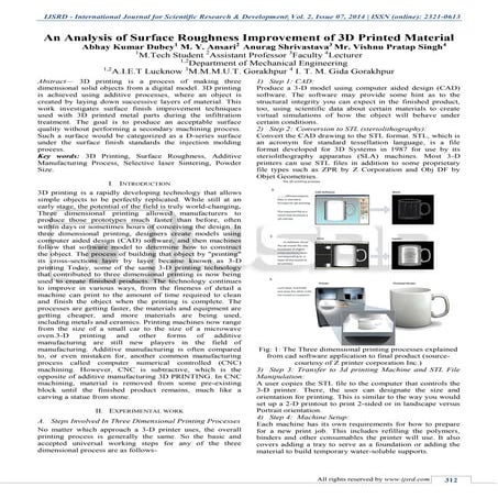 An Analysis of Surface Roughness Improvement of 3D Printed Material