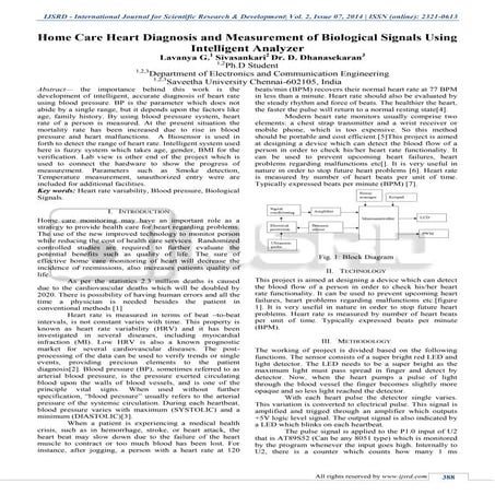Home Care Heart Diagnosis and Measurement of Biological Signals Using Intelli...