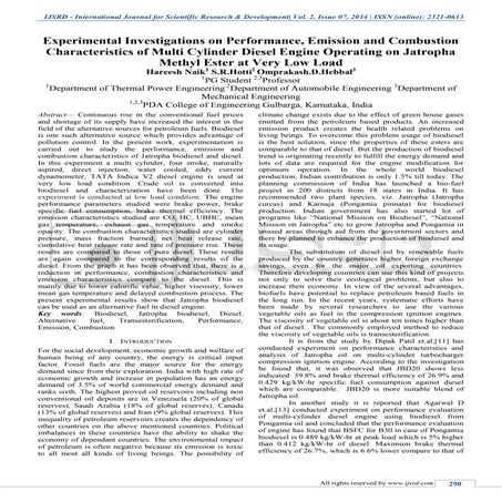 Experimental Investigations on Performance, Emission and Combustion Character...