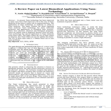 A Review Paper on Latest Biomedical Applications using Nano-Technology