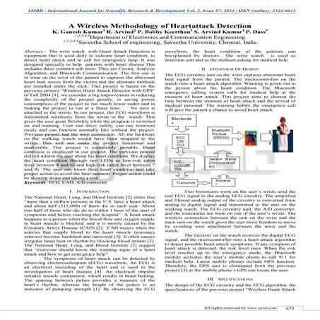 A Wireless Methodology of Heart Attack Detection