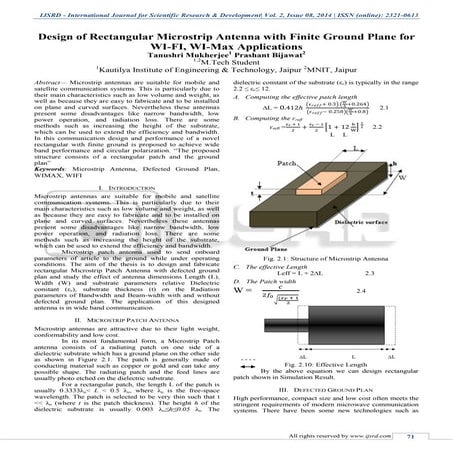 Design of Rectangular Microstrip Antenna with Finite Ground Plane for WI-FI, ...