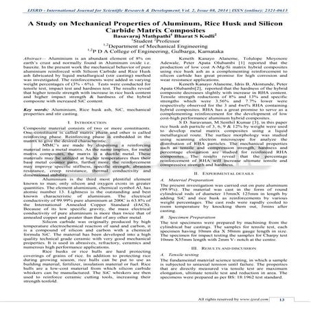 A Study on Mechanical Properties of Aluminum, Rice Husk and Silicon Carbide M...