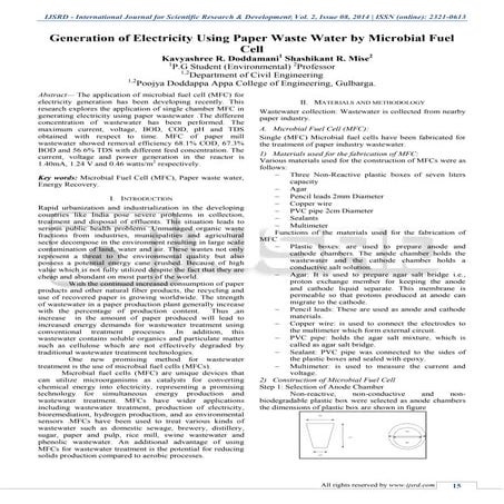 Wastewater treatment using microbial fuel cell and simultaneous power ...