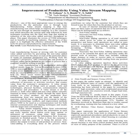 Improvement of Productivity Using Value Stream Mapping | PDF